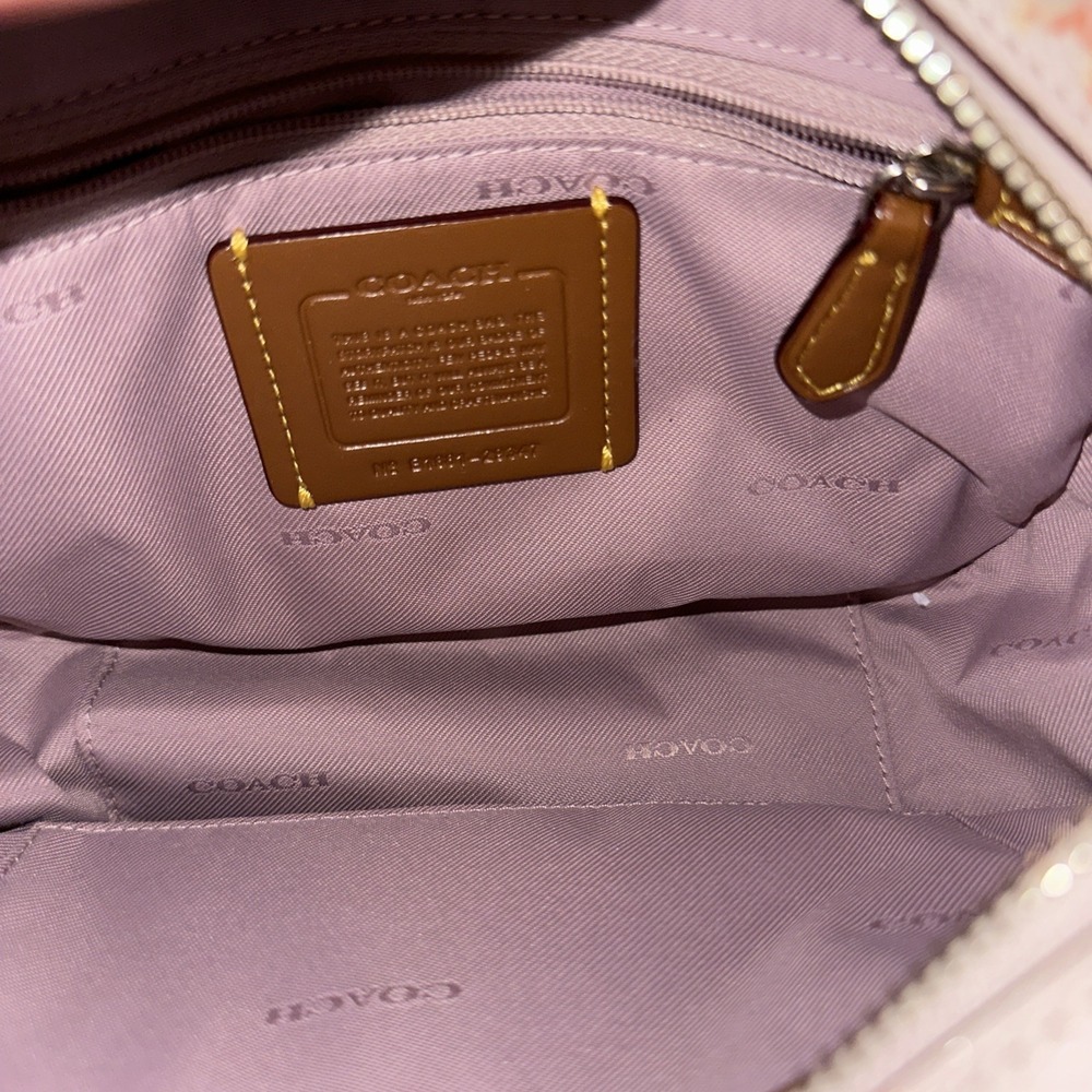 Coach Women's Crossbody Purse Pink B1881-29347 Floral Leather Zipper Chain - Picture 6 of 7